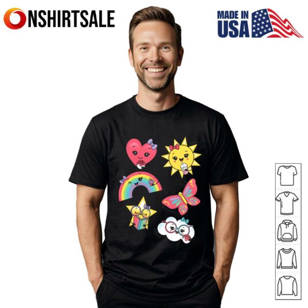 Heart Sun Rainbow Star Butterfly Cloud T-Shirt