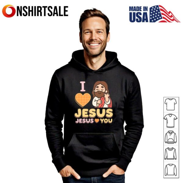 I Love Jesus Waffle Heart Funny Christian Breakfast T-Shirt