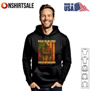 Paid In Blood Spent Freedom Us Flag T Shirt 3
