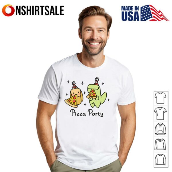 Pizza Party Dinosaur And Loaf Of Bread T-Shirt