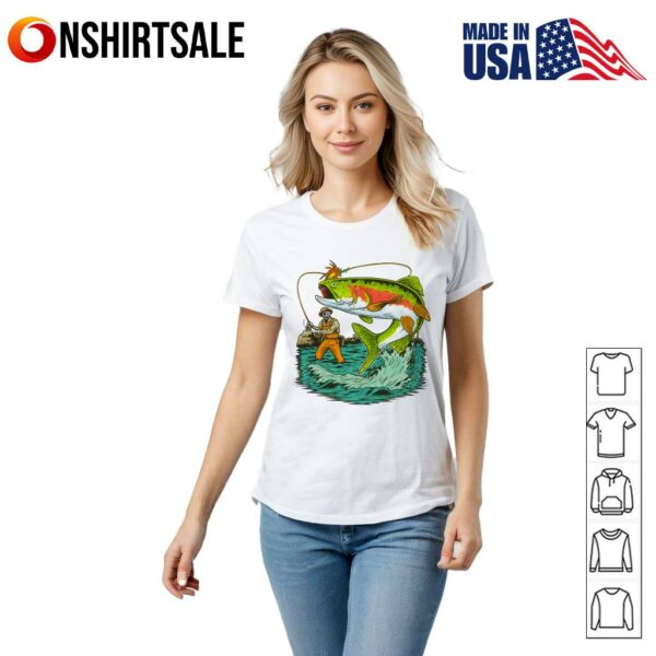Skeleton Fly Fishing On The River Countryside Vintage T-Shirt