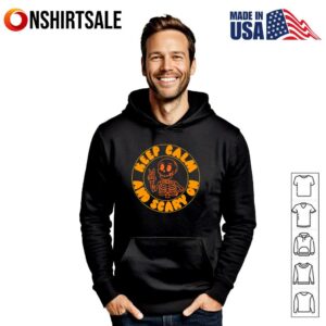 Skeleton Keep Calm And Scary On T Shirt 3