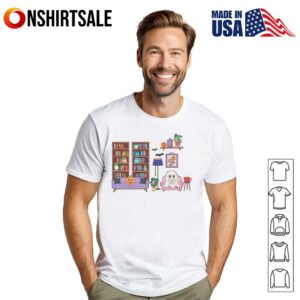 The Cozy Ghost Reading Scene T Shirt 1